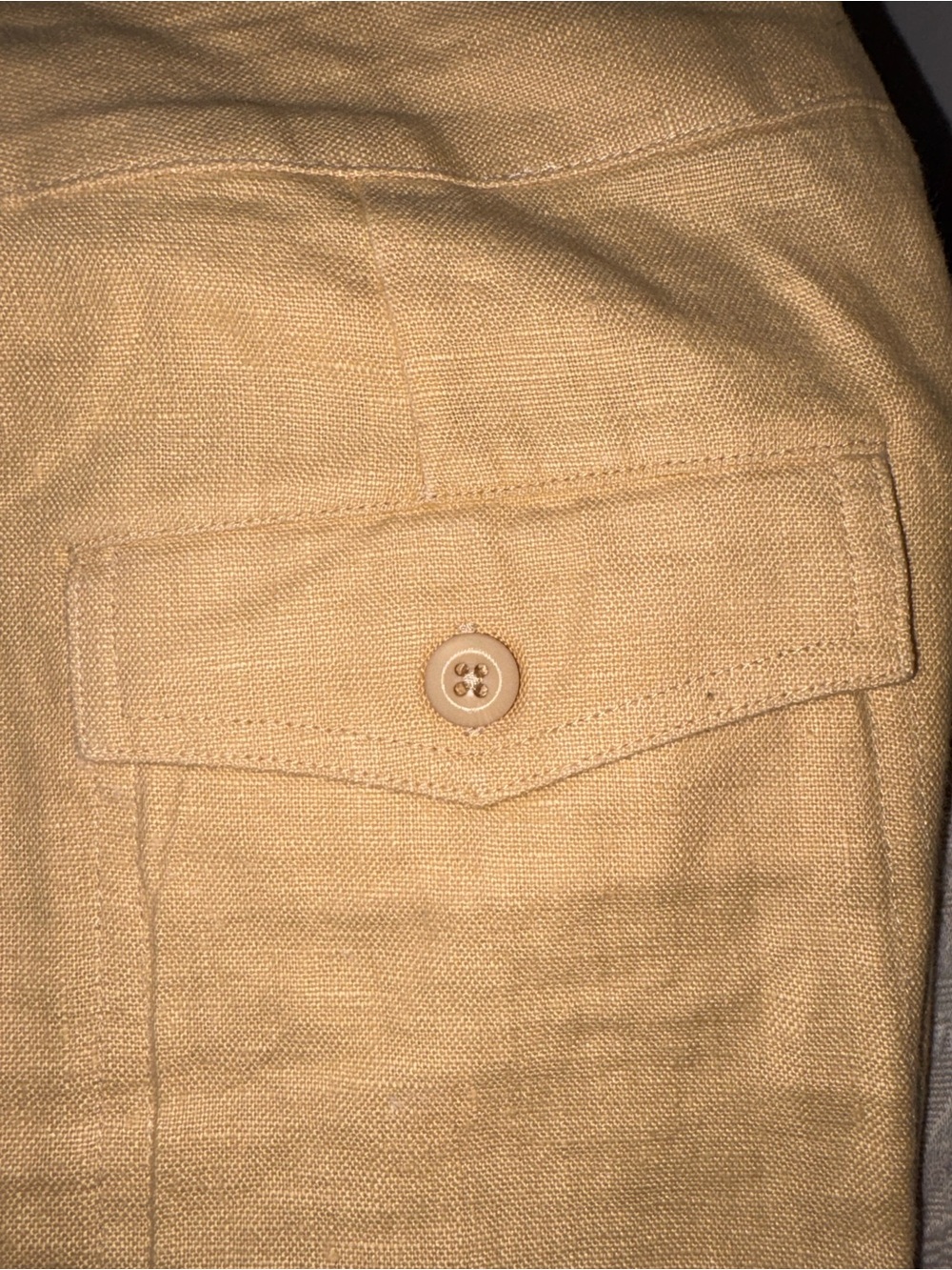 Hillard & Hanson Beige Linen-Blend Pants with Button Flap Pocket